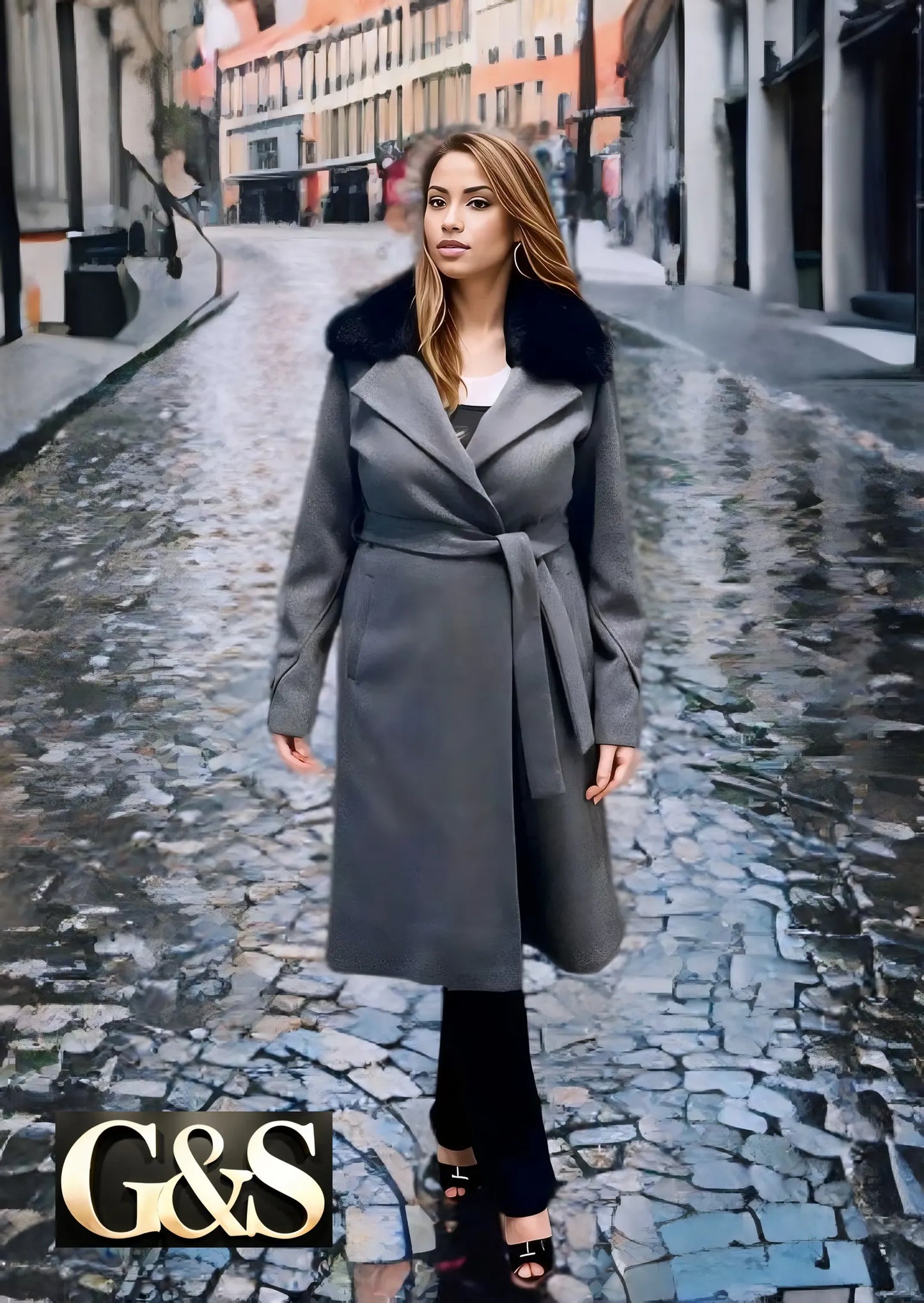 Model 1010 Women Long Coat - Back | Sami's Jackets