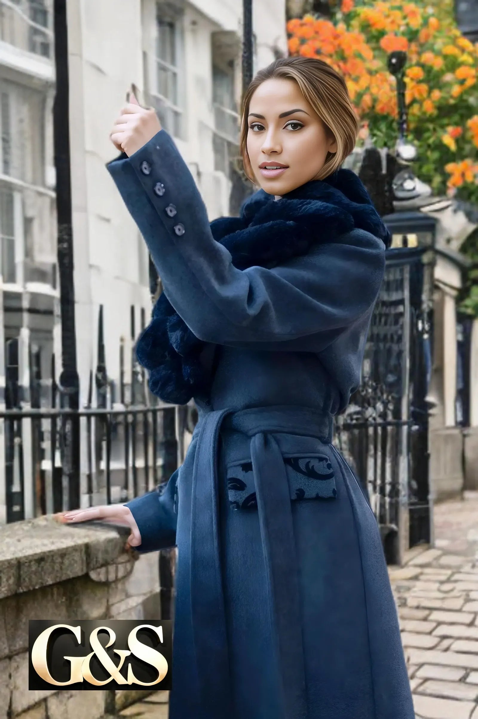 Model 1041 Women Long Coat Polyester 65 Wool 35 - G&S