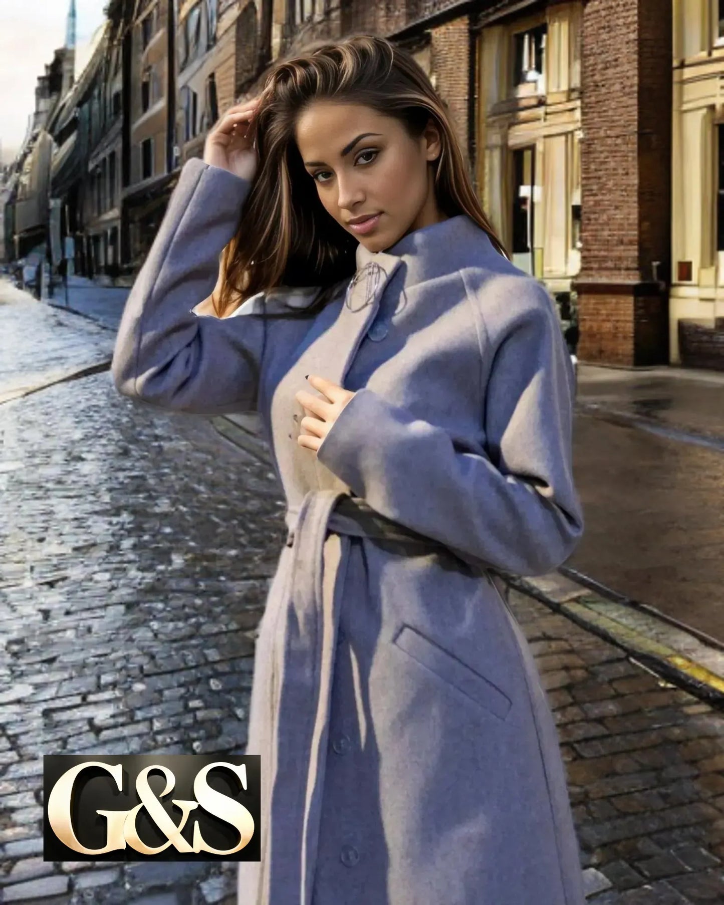 Model 1037 Women Long Coat - Front | Sami's Jackets