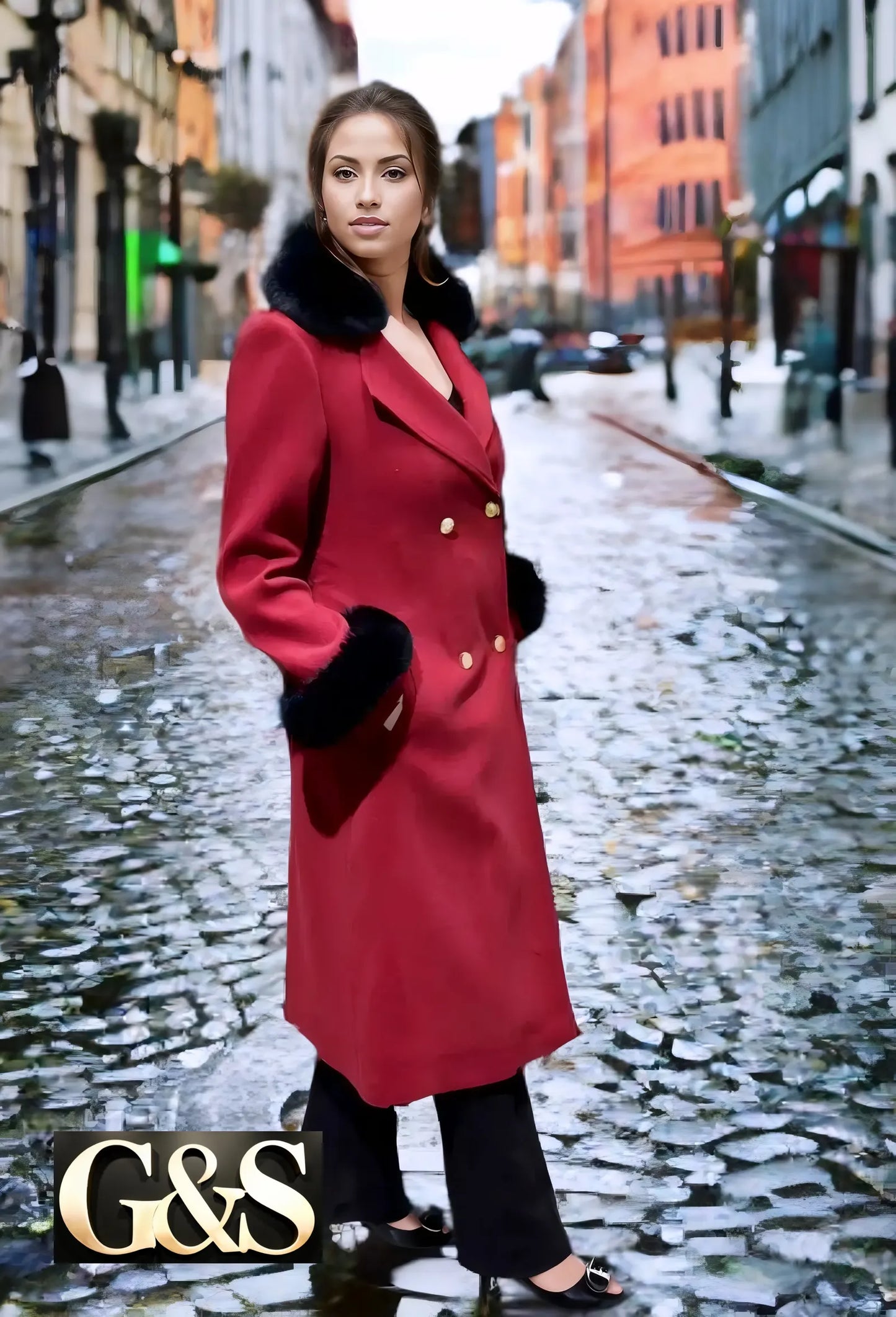 Model 1015 Women Long Coat - Front | Sami's Jackets