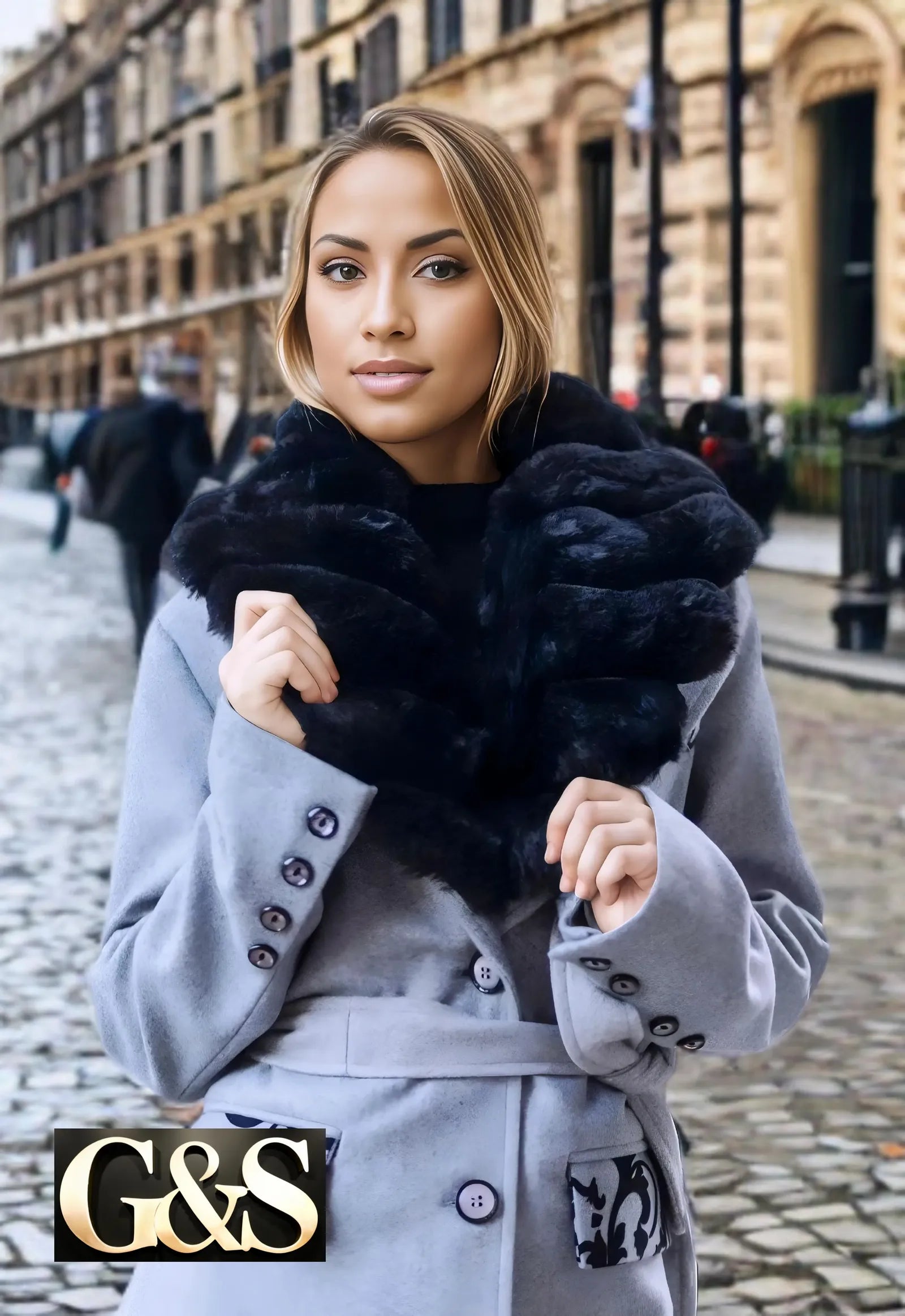 Model 1041 Women Long Coat Polyester 65 Wool 35 - G&S