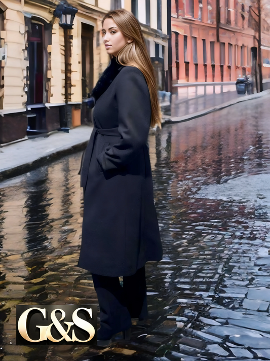 Model 1009 Women Long Coat Made of Polyester 65% and Wool 35%