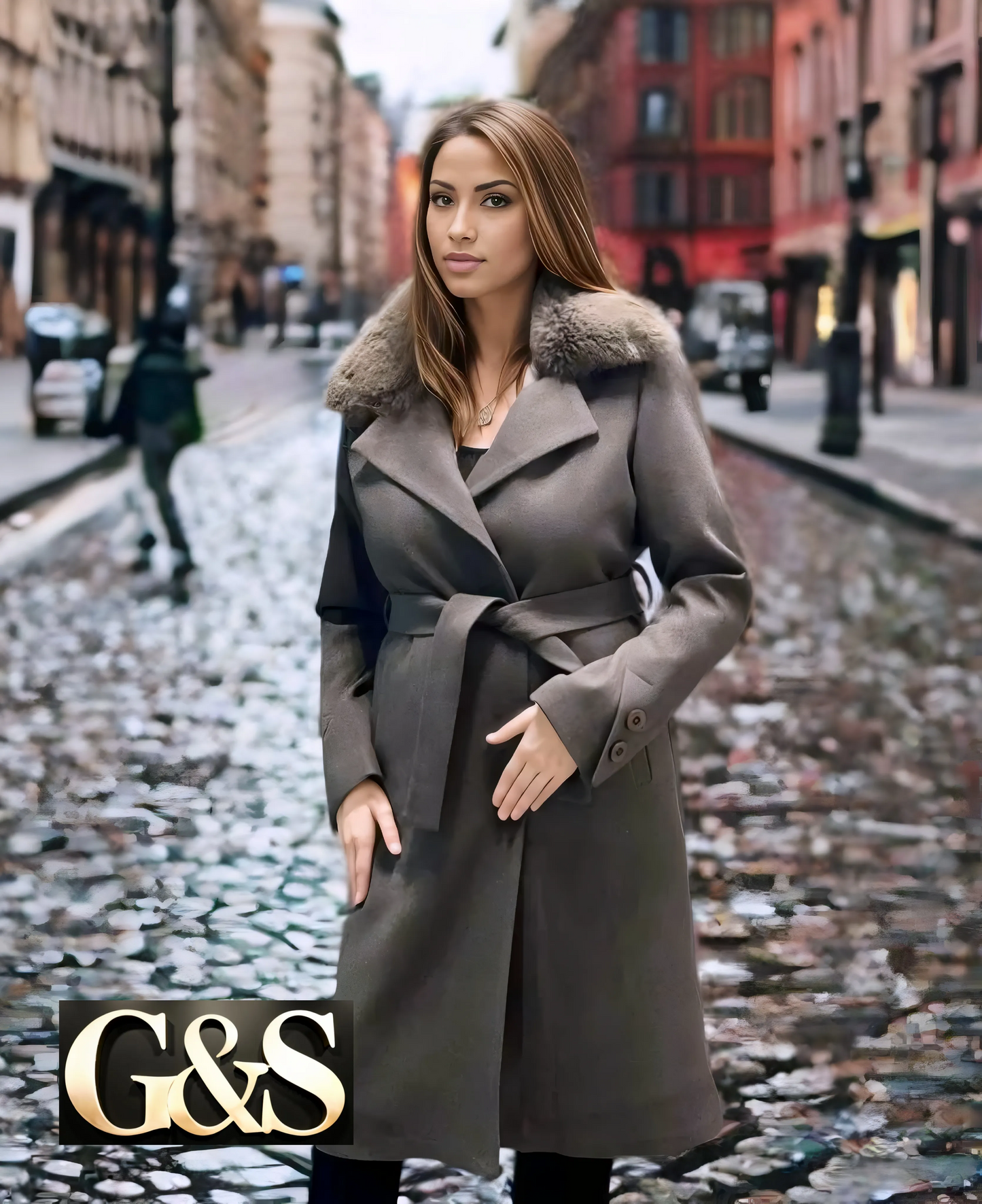 Model 1010 Women Long Coat Made of Polyester 65% and Wool 35%