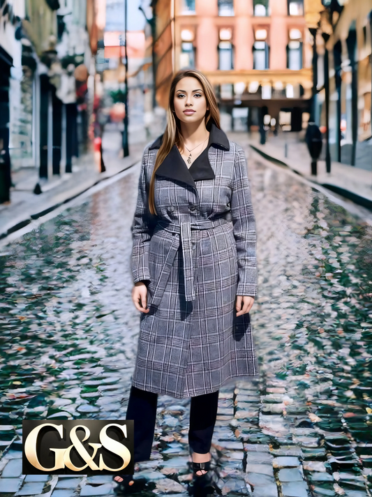 Model 1014 Women Long Coat Made of Polyester 65% and Wool 35%