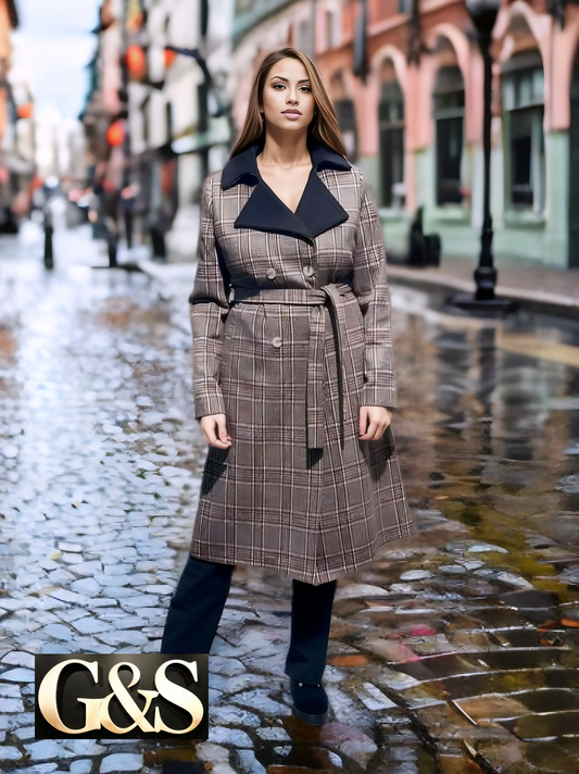 Model 1014 Women Long Coat Made of Polyester 65% and Wool 35%