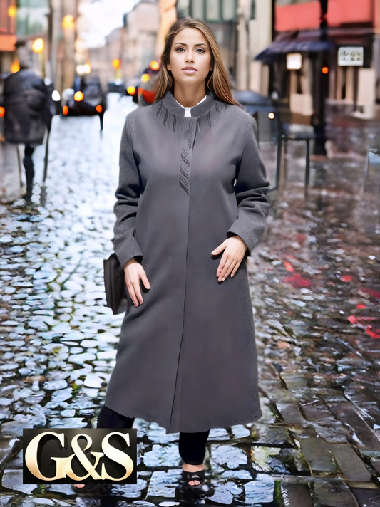 Model 1016 Women Long Coat Made of Polyester 65% and Wool 35%