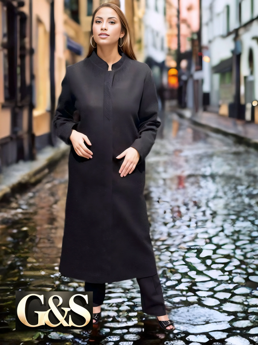 Model 1016 Women Long Coat Made of Polyester 65% and Wool 35%