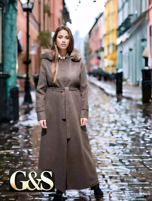 Model 1017 Women Long Coat Made of Polyester 65% and Wool 35%
