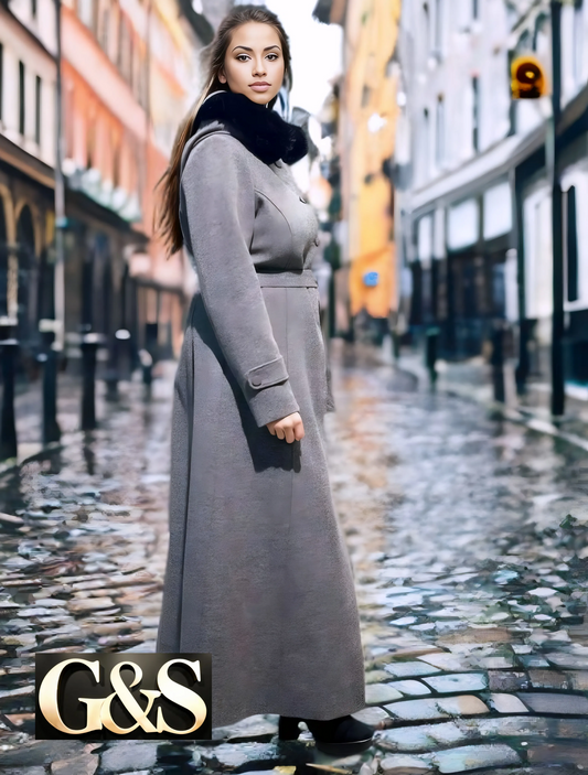 Model 1017 Women Long Coat Made of Polyester 65% and Wool 35%