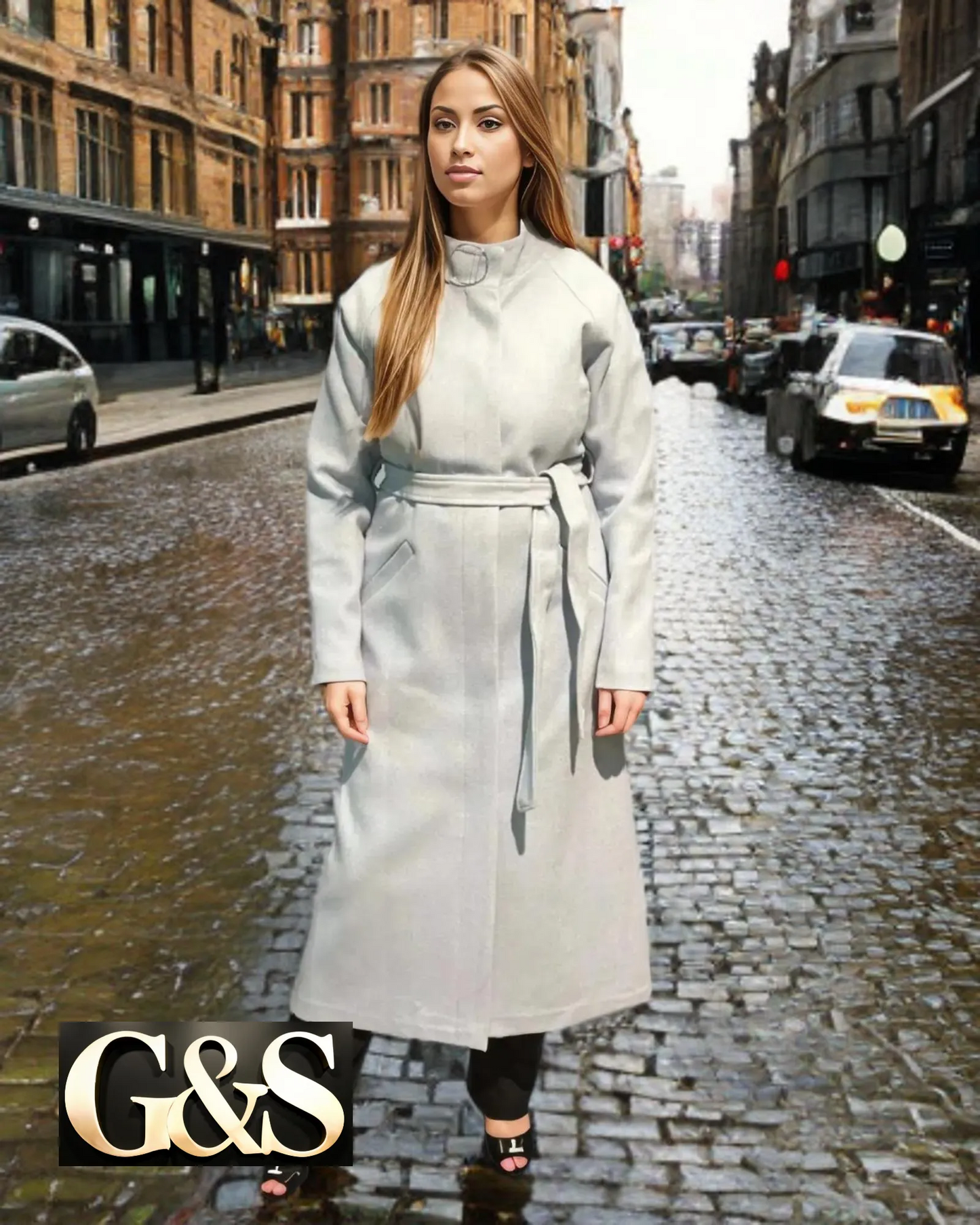 Model 1037 Women Long Coat Made of Polyester 65% and Wool 35%
