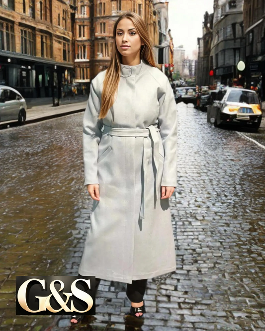 Model 1037 Women Long Coat Made of Polyester 65% and Wool 35%