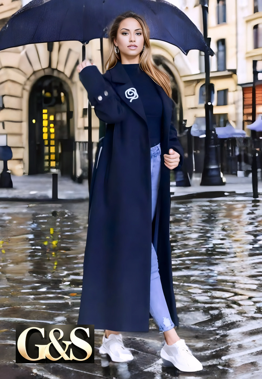Model 1039 Women Long Coat Made of Polyester 65% Wool 35%