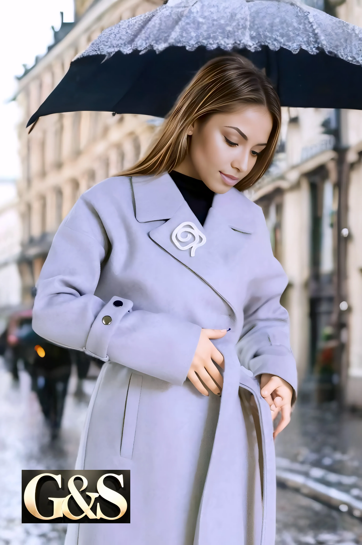 Model 1039 Women Long Coat Made of Polyester 65% Wool 35%
