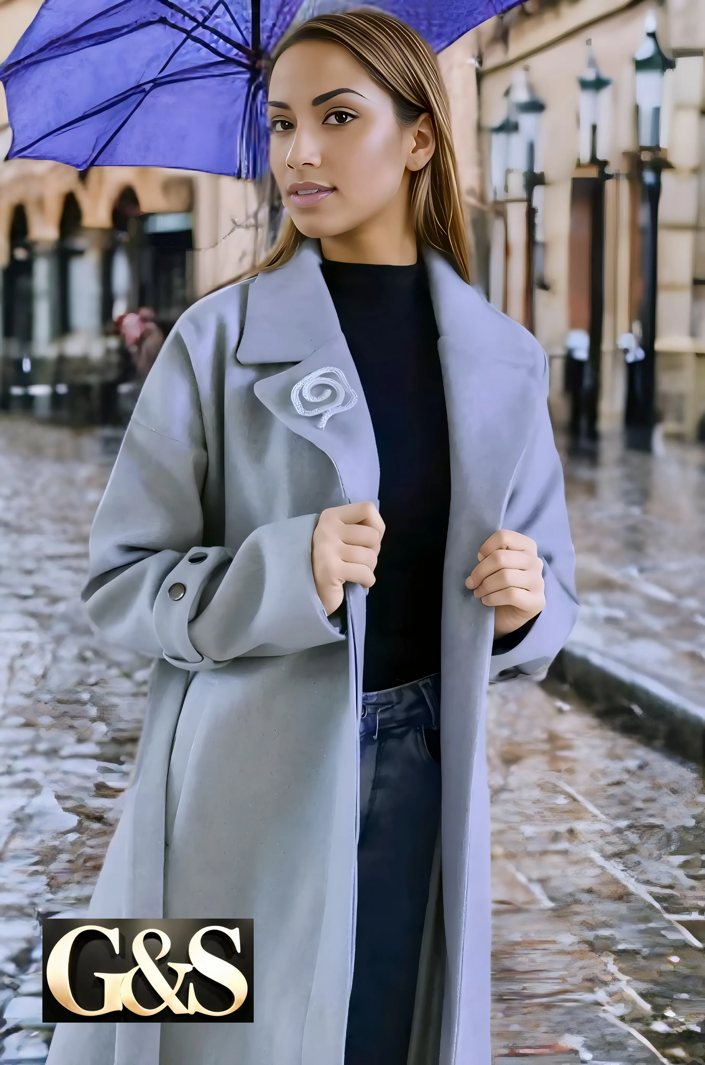 Model 1039 Women Long Coat Made of Polyester 65% Wool 35%