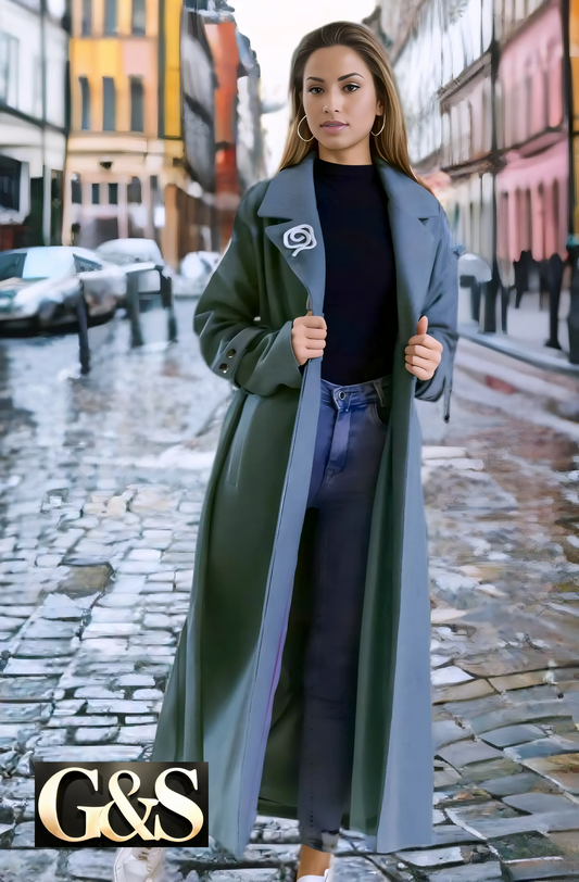 Model 1039 Women Long Coat Made of Polyester 65% Wool 35%