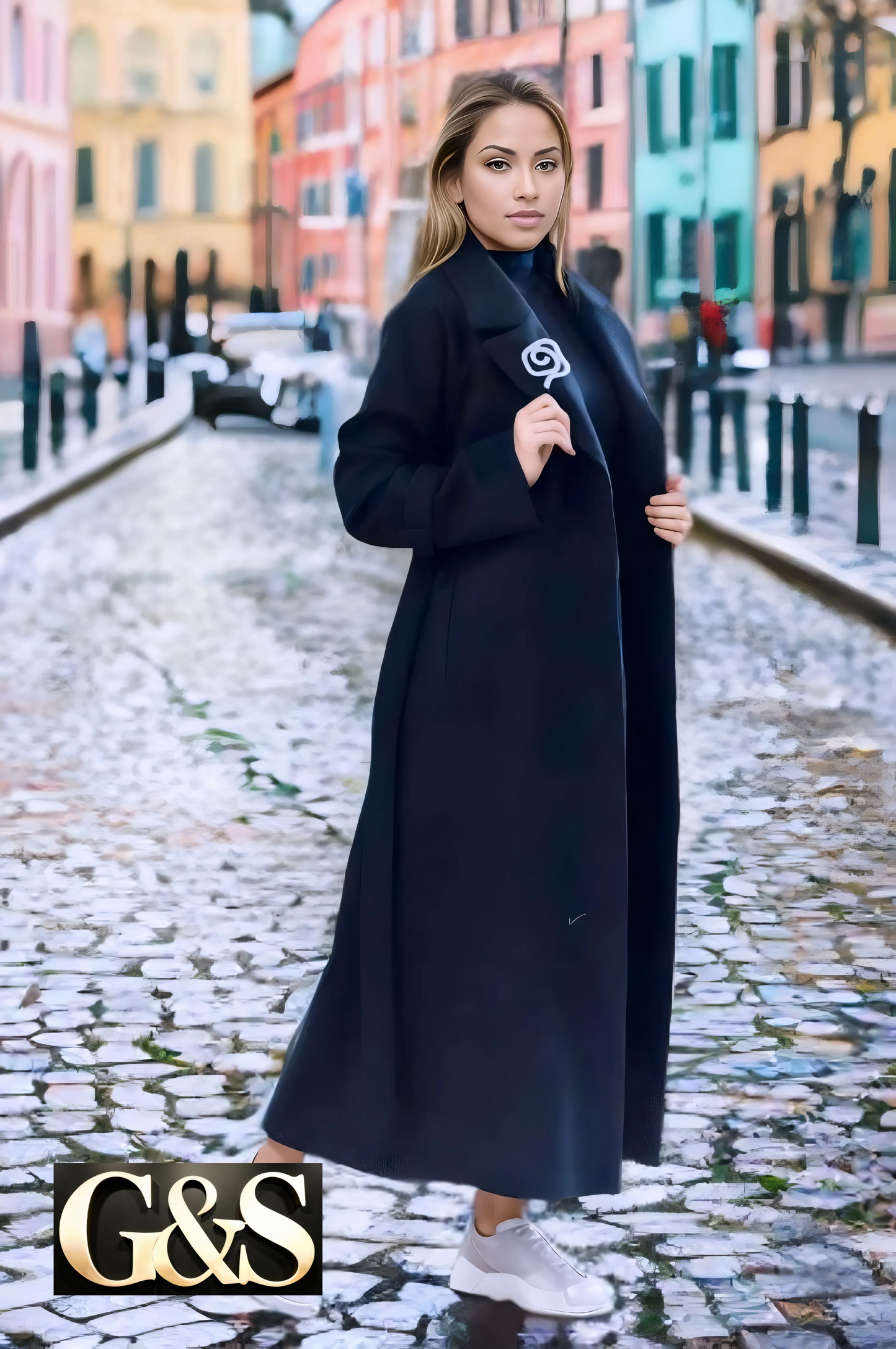 Model 1039 Women Long Coat Made of Polyester 65% Wool 35%