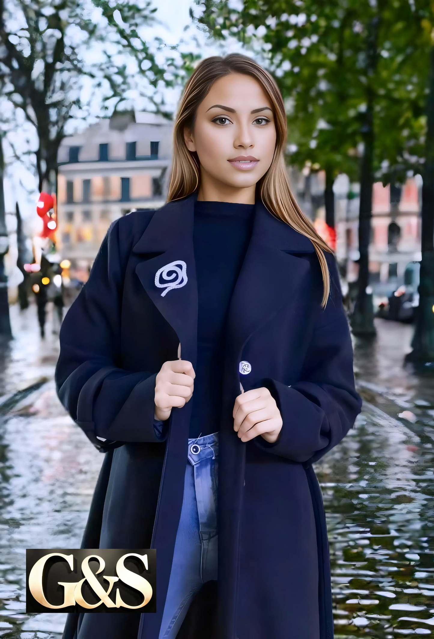 Model 1039 Women Long Coat Made of Polyester 65% Wool 35%