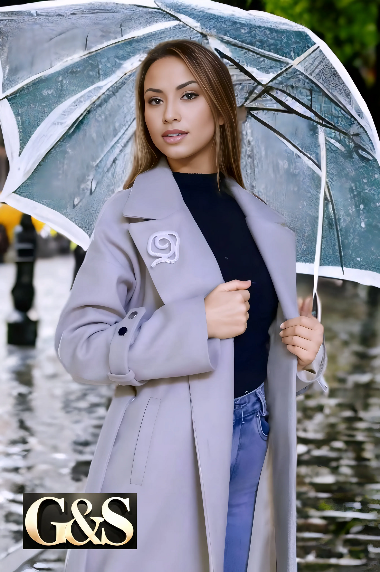 Model 1039 Women Long Coat Made of Polyester 65% Wool 35%