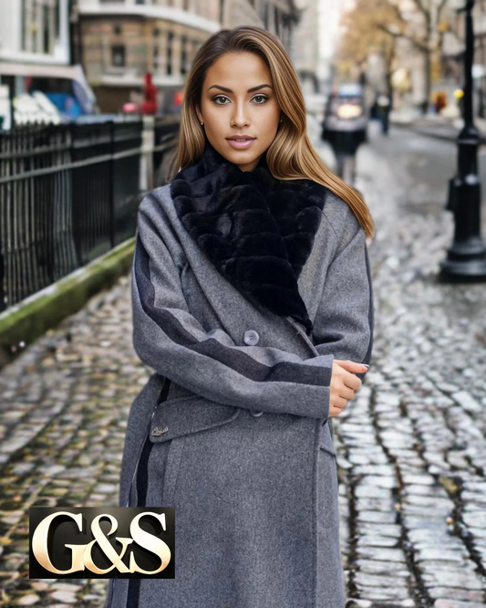 Model 1040 Women Long Coat Made of Polyester 65% and Wool 35%