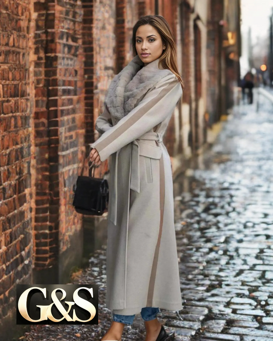 Model 1040 Women Long Coat Made of Polyester 65% and Wool 35%