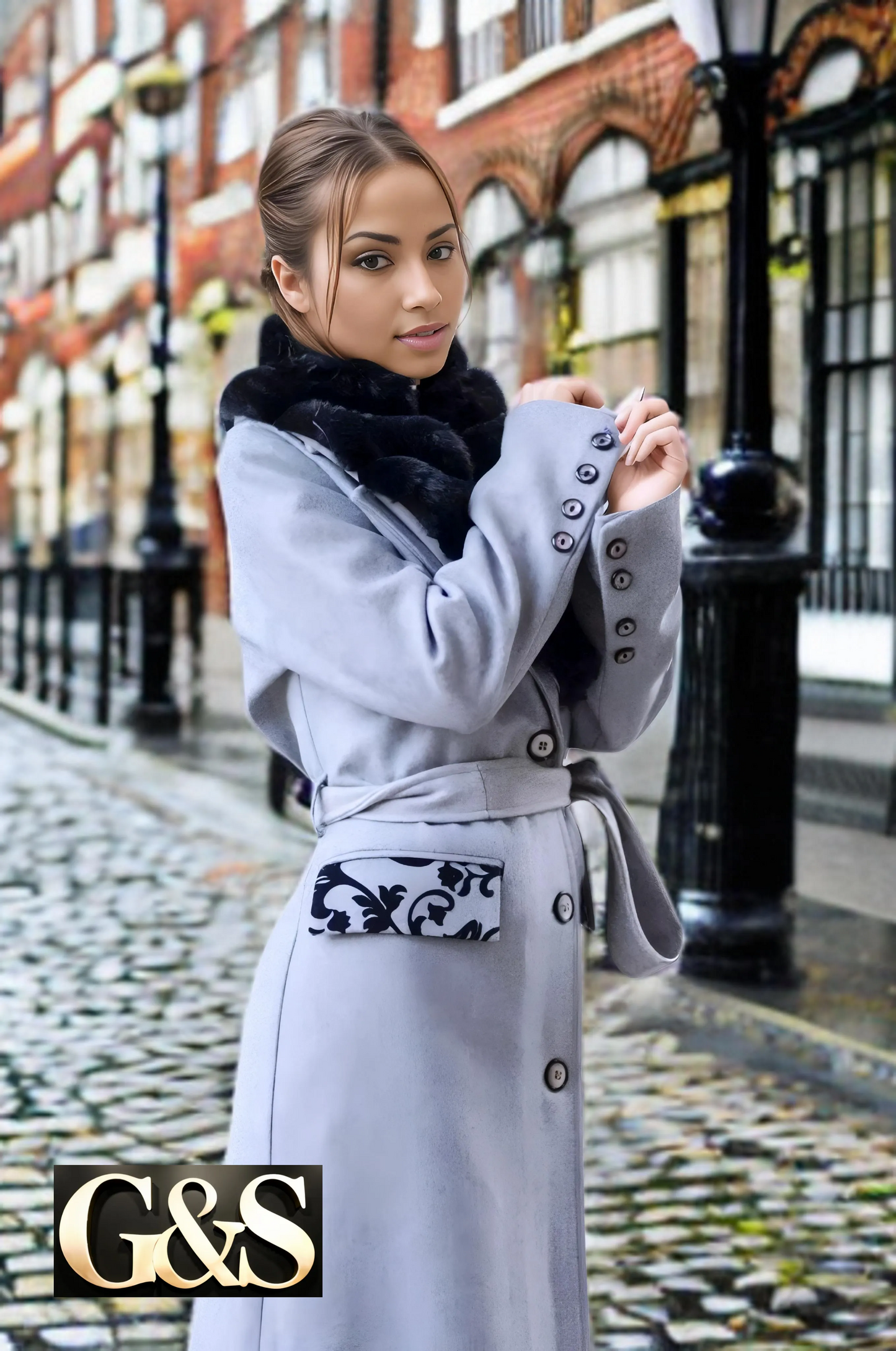 Model 1041 Women Long Coat Polyester 65 Wool 35