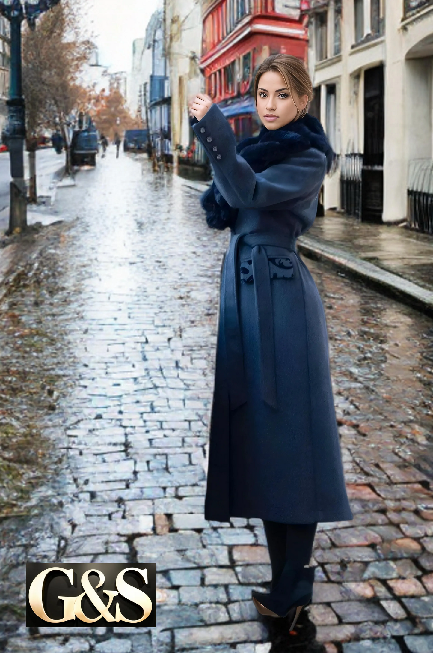 Model 1041 Women Long Coat Polyester 65 Wool 35