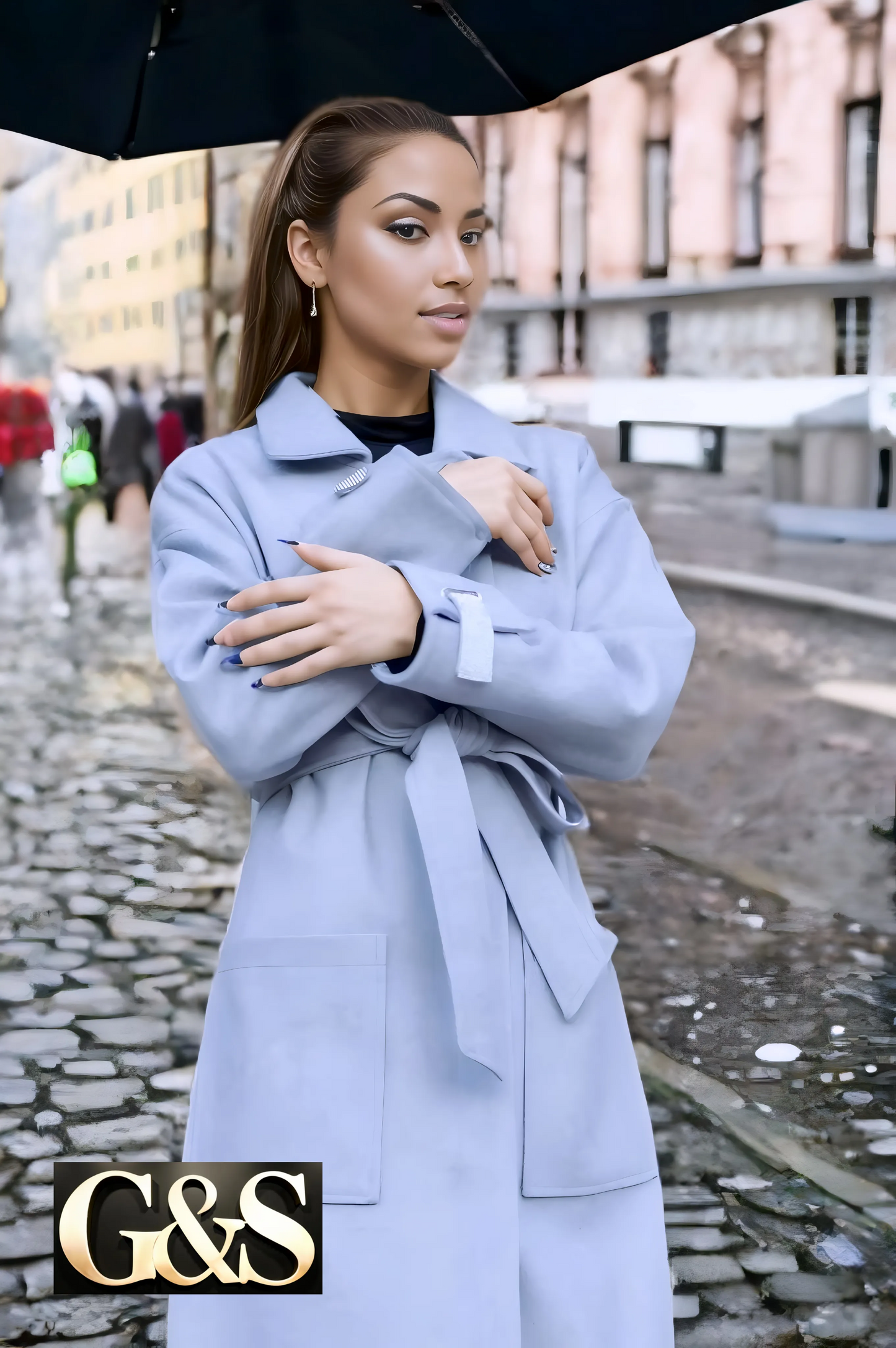 Model 1042 Women Long Coat Made of Polyester 65% and Wool 35%