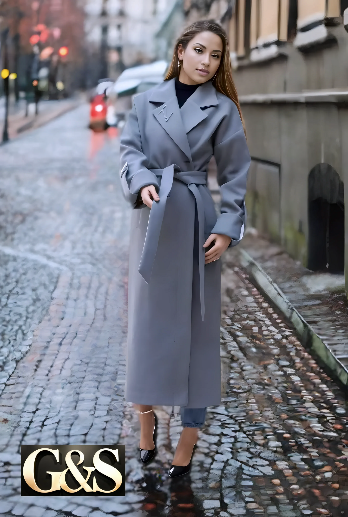 Model 1043 Women Long Coat Made of Polyester 65% Wool 35%