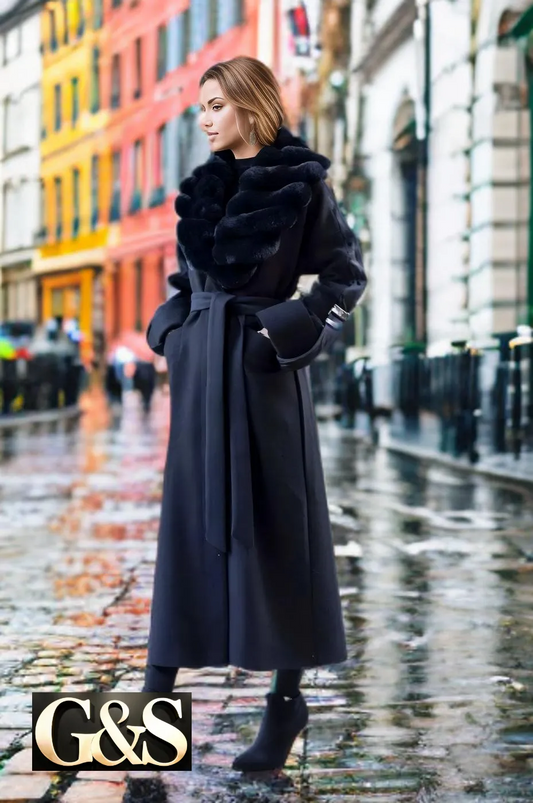Model 1045 Women Long Coat Made of Polyester 65% Wool 35%
