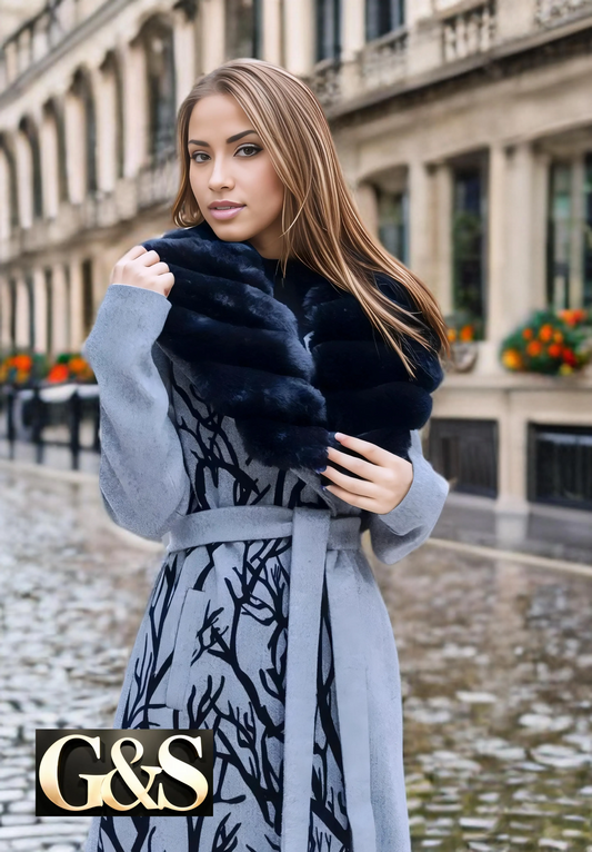 Model 1046 Women Long Coat Made of Polyester 65% and Wool 35%