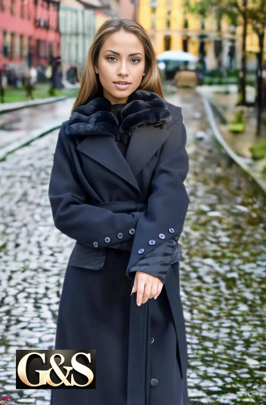 Model 1050 Women Long Coat Made of Polyester 65% and Wool 35%