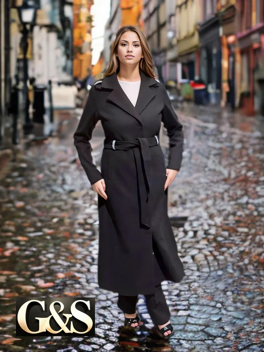 Model 1051 Women Long Coat Made of Polyester 65% and Wool 35%