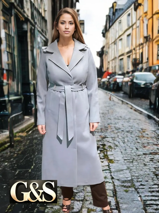 Model 1051 Women Long Coat Made of Polyester 65% and Wool 35%