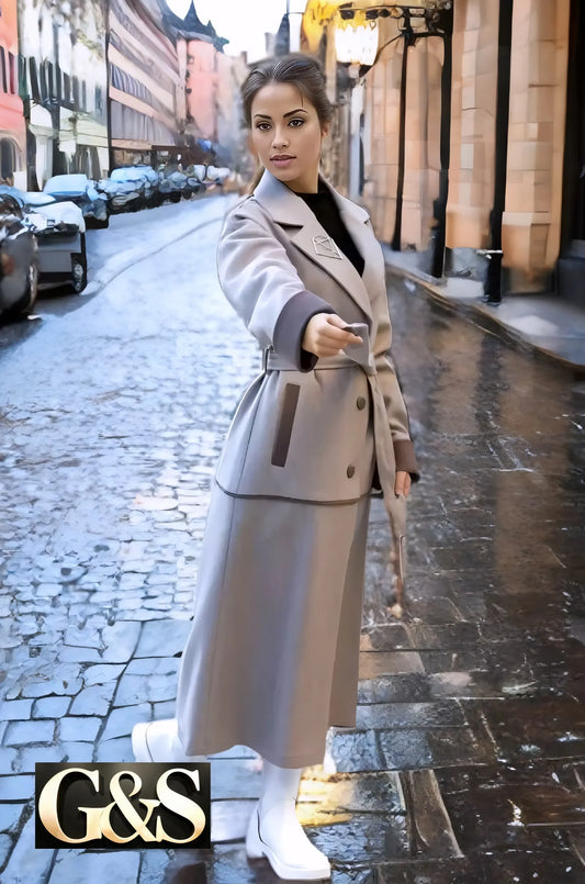 Model 1038 Women Long Coat - Back | Sami's Jackets