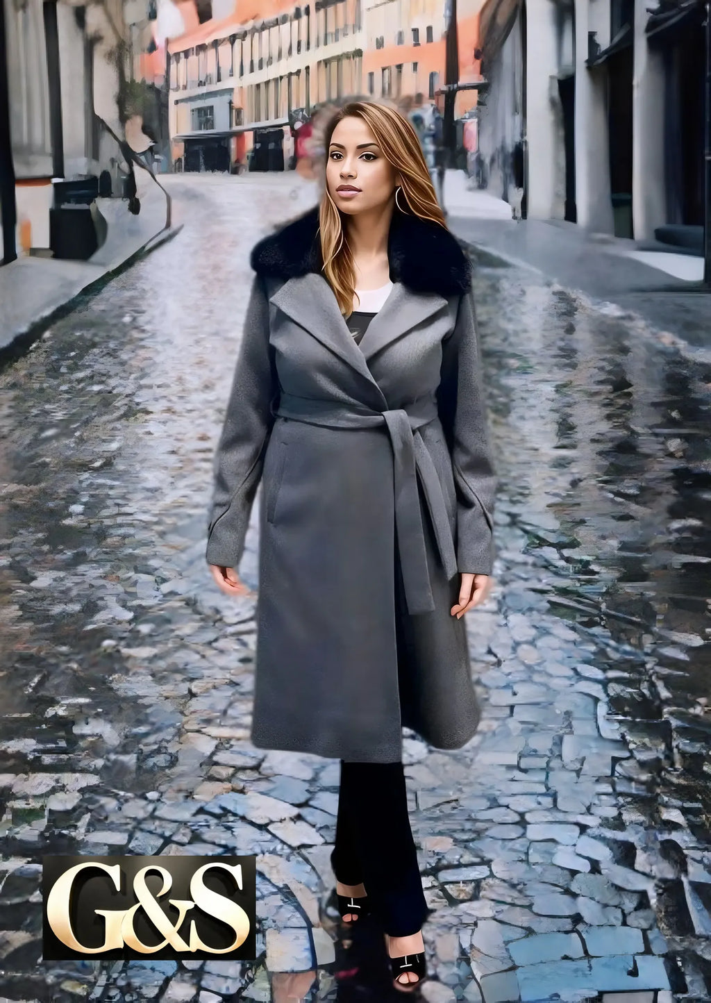 Model 1010 Women Long Coat - Back | Sami's Jackets