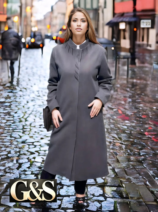 Model 1016 Women Long Coat - Front | Sami's Jackets