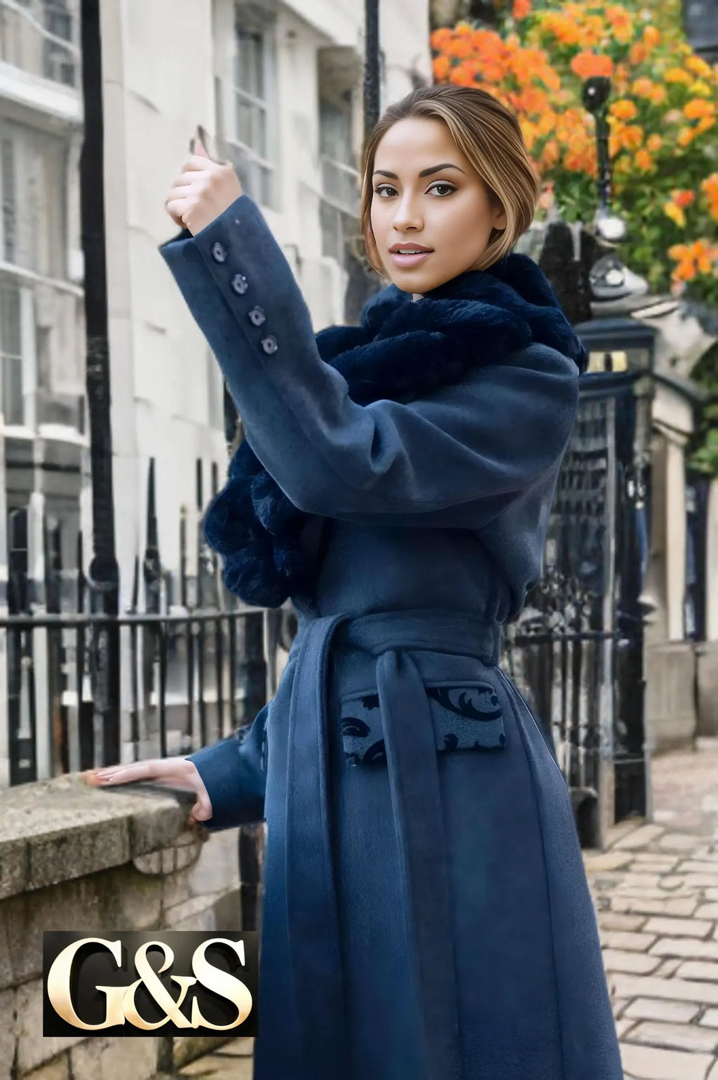 Model 1041 Women Long Coat Polyester 65 Wool 35 - G&S