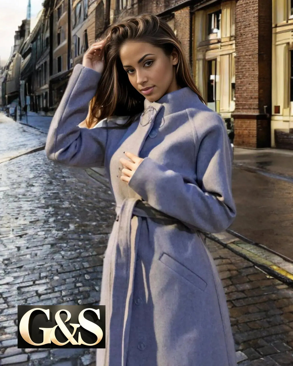 Model 1037 Women Long Coat - Front | Sami's Jackets