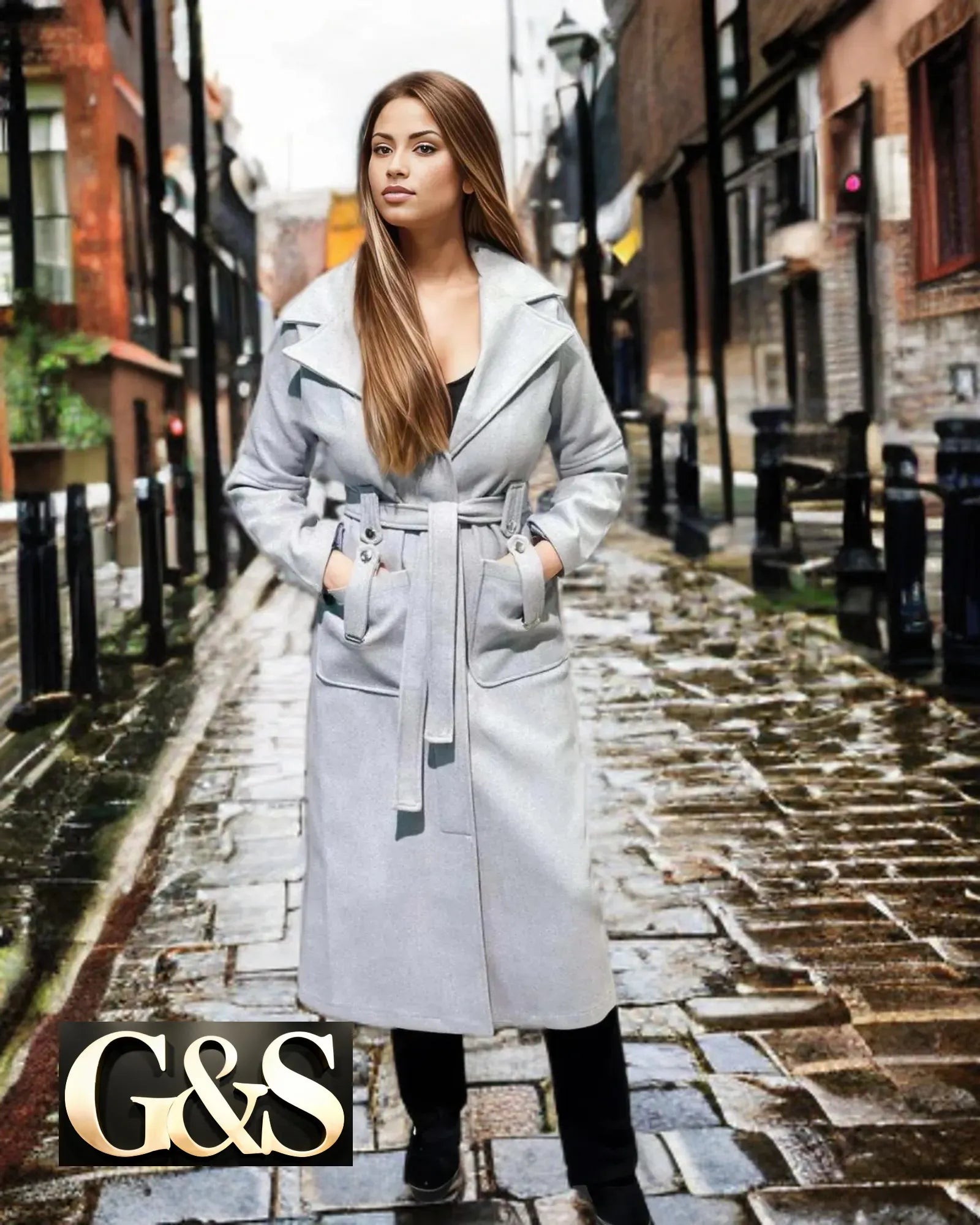 Model 1034 Women’s Coat Made From 100% Polyester - Front | Sami's Jackets