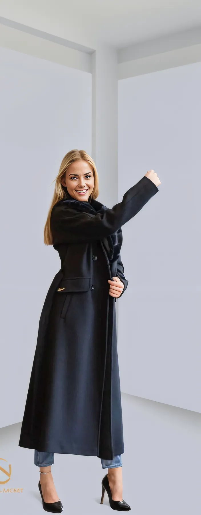 Elegant long coat for women, perfect for chilly weather and special occasions, showcasing sophistication and style.