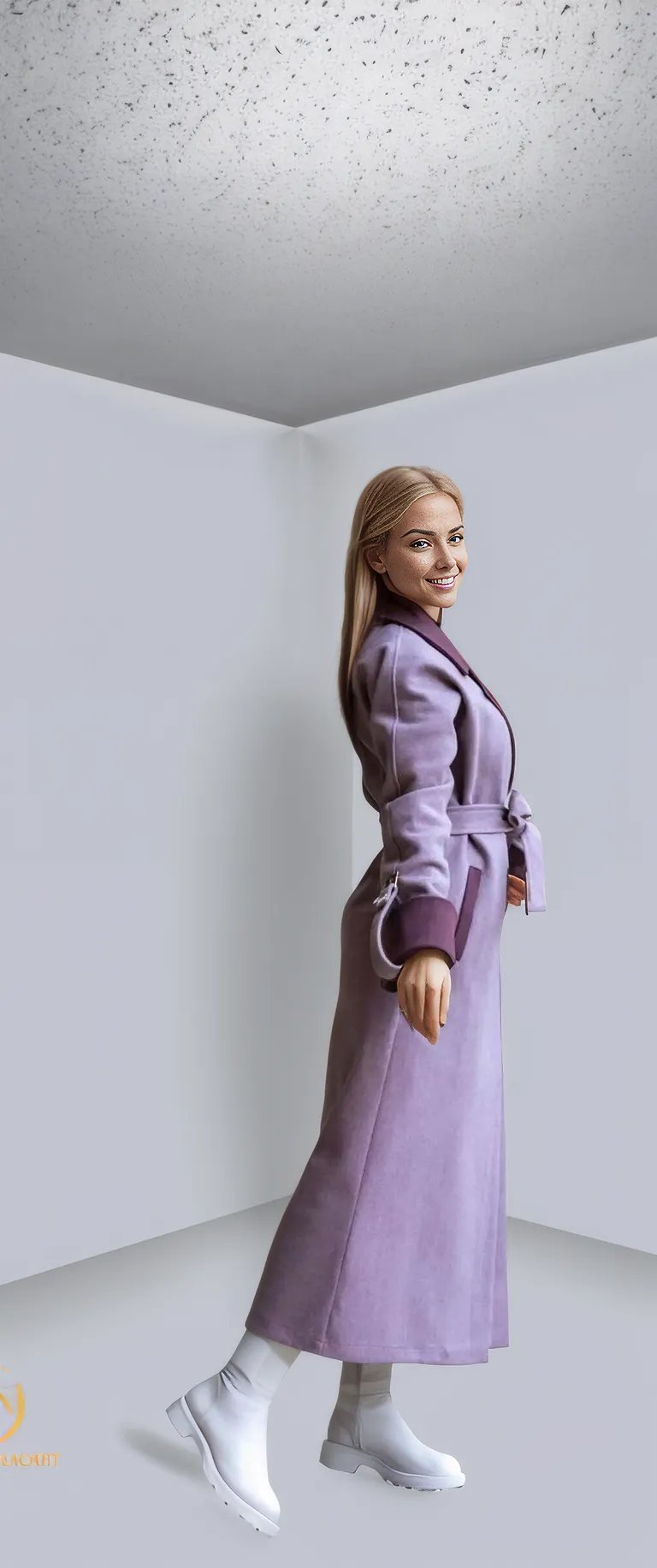 Chic lavender winter coat featuring a tailored design, perfect for stylish and warm winter fashion for women.