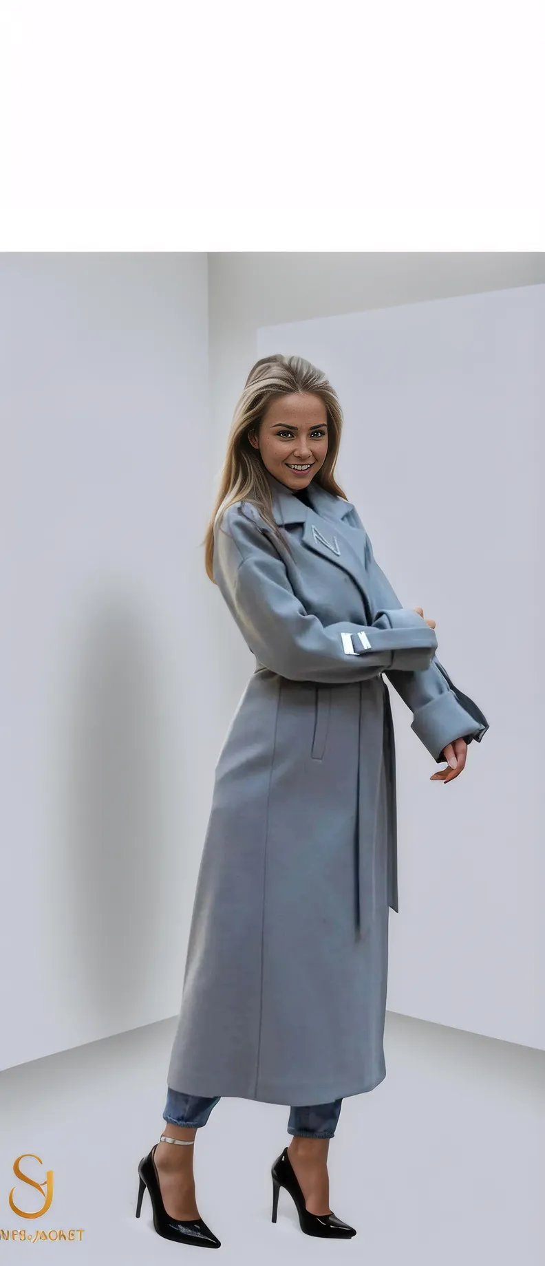 Stylish gray winter coat for women, ideal for cold weather, featuring a sleek design and warm fabric blend.