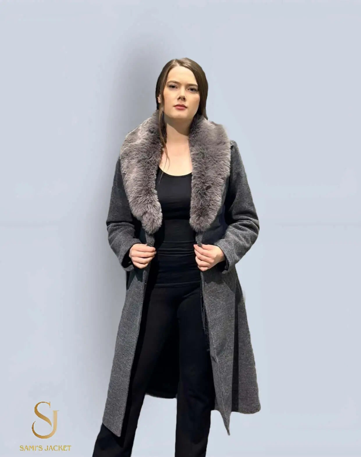 Stylish Model 1023 winter jacket with fur collar, perfect for warm and fashionable winter wear. Ideal for layering on cold days.