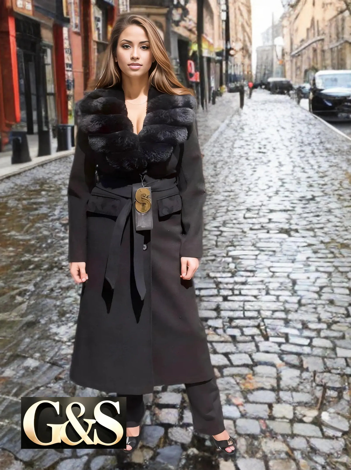 Model 1041 Women Long Coat Polyester 65 Wool 35 - G&S