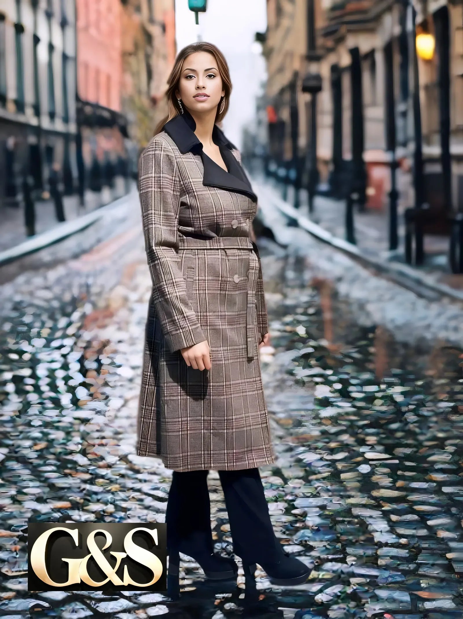 Model 1014 Women Long Coat - Side | Sami's Jackets