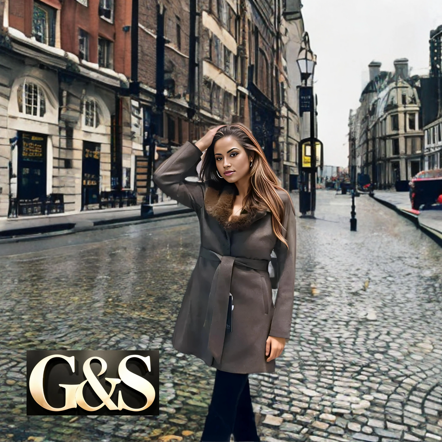 Model 1001 Women Long Jackets Made of Polyester 65% and Wool 35%