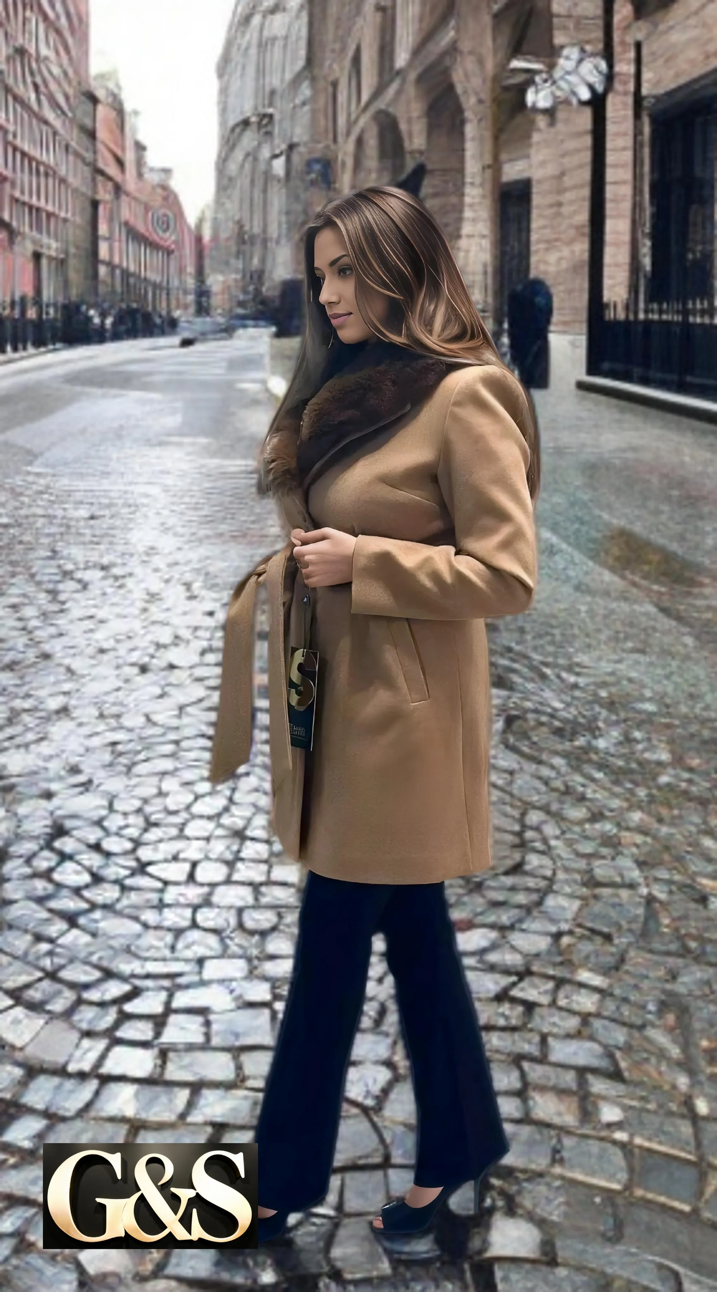 Model 1001 Women Long Jackets Made of Polyester 65% and Wool 35%
