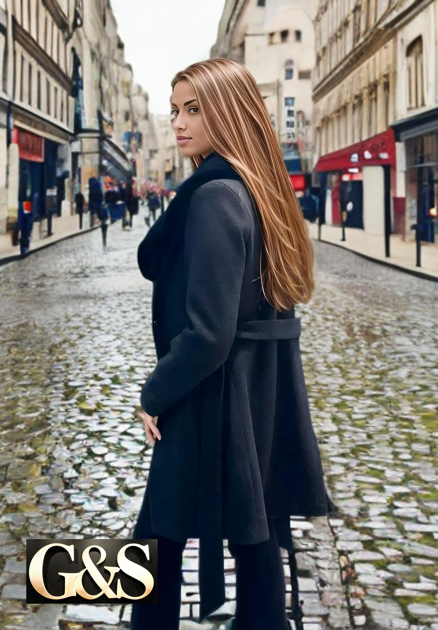 Model 1001 Women Long Jackets Made of Polyester 65% and Wool 35%